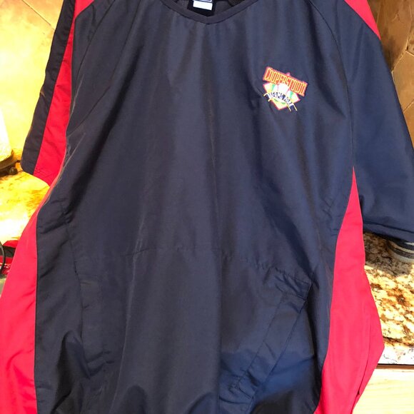 Men's Cooperstown Dreams Park Short Sleeve Windbreaker Blue & Red Medium - Picture 5 of 7